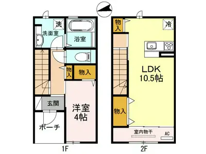 テェルツォラナ(1LDK/1階)の間取り写真