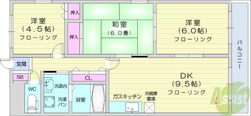 TRビル(3K/3階)の間取り写真
