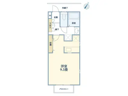 メゾン・ド・ミヤ(ワンルーム/1階)の間取り写真