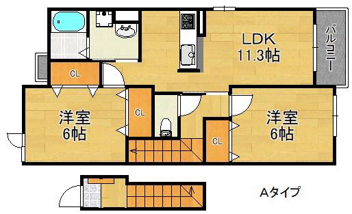 ハイツ晴海5号館(2LDK/2階)の間取り写真