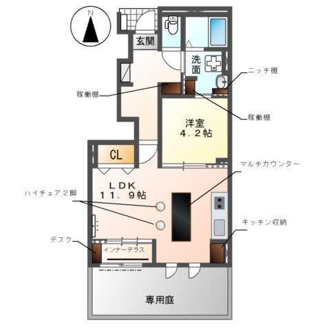 グランメゾン屋形(1LDK/1階)の間取り写真