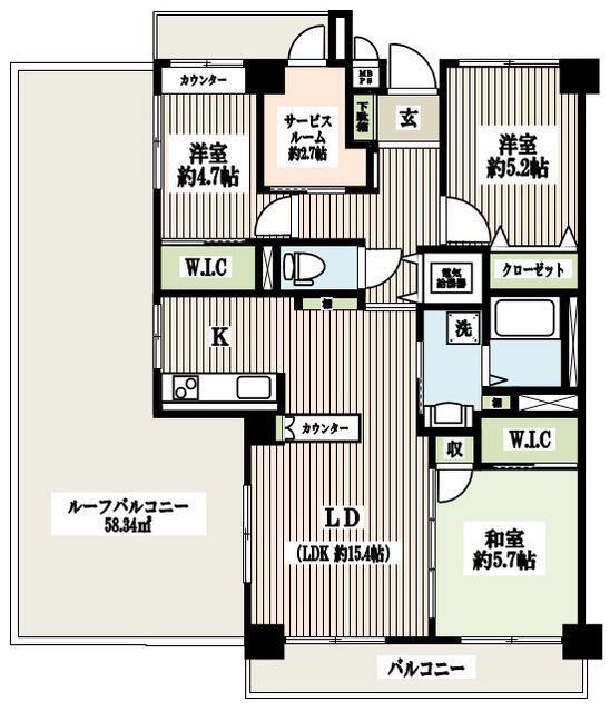 ライオンズマンション相武台前(3SLDK/4階)の間取り写真