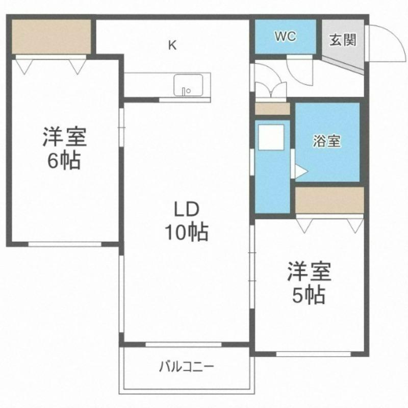 アルシオーネS12(2LDK/1階)の間取り写真