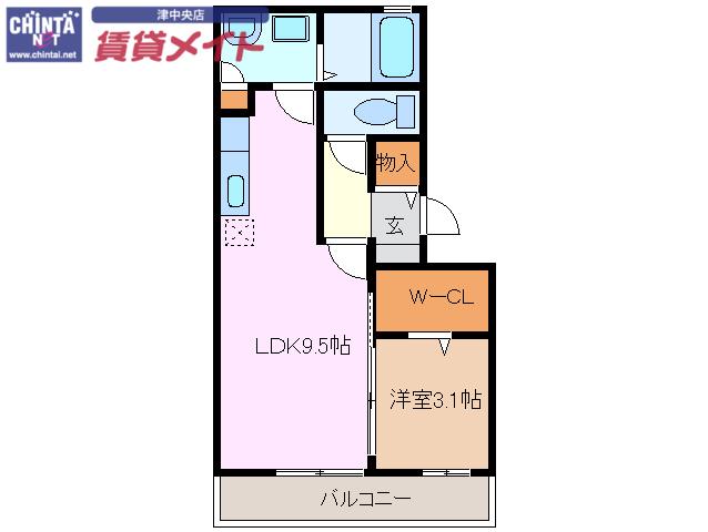 リビングタウンさくらだ(1LDK/1階)の間取り写真