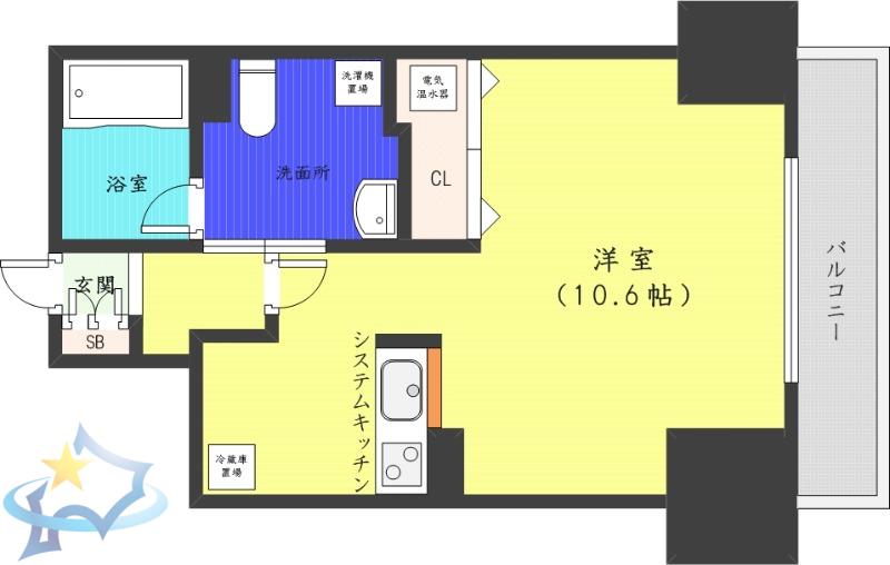 レジディア大通西(ワンルーム/9階)の間取り写真