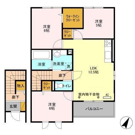 ルガーナグランデ(3LDK/2階)の間取り写真