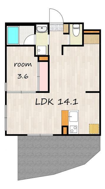 8COURT(1LDK/1階)の間取り写真