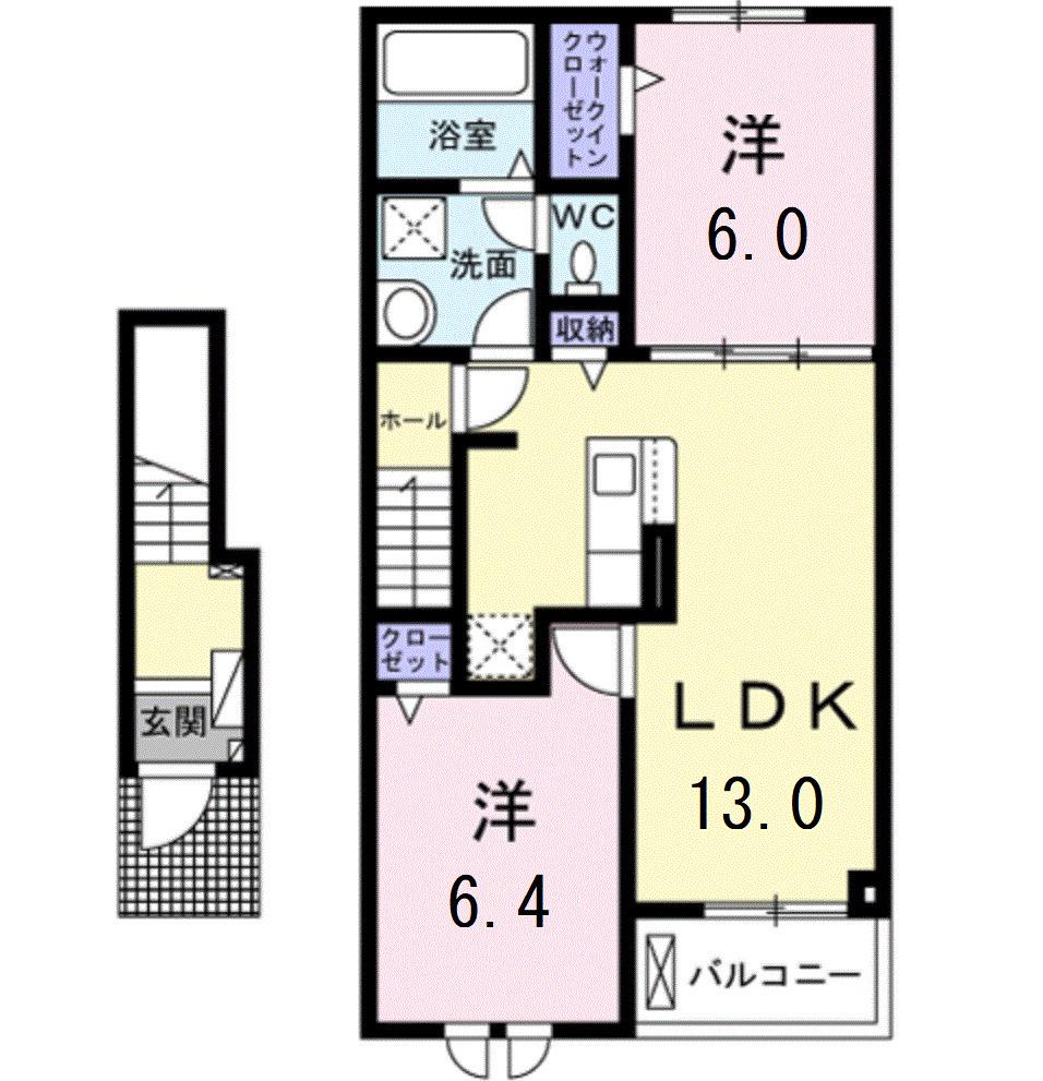 フィレールA(2LDK/2階)の間取り写真