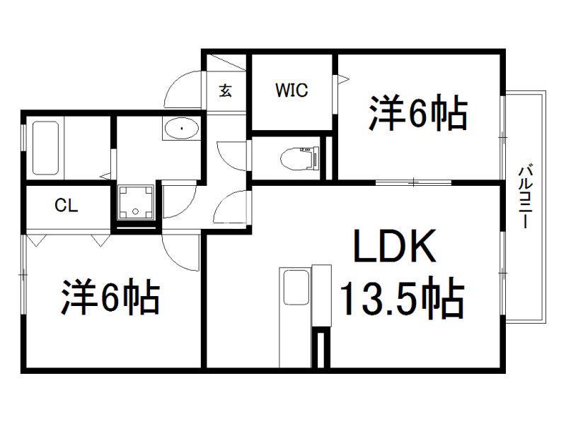 ディアコートつかせ(2LDK/2階)の間取り写真