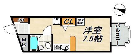 ミスティエイト(ワンルーム/3階)の間取り写真