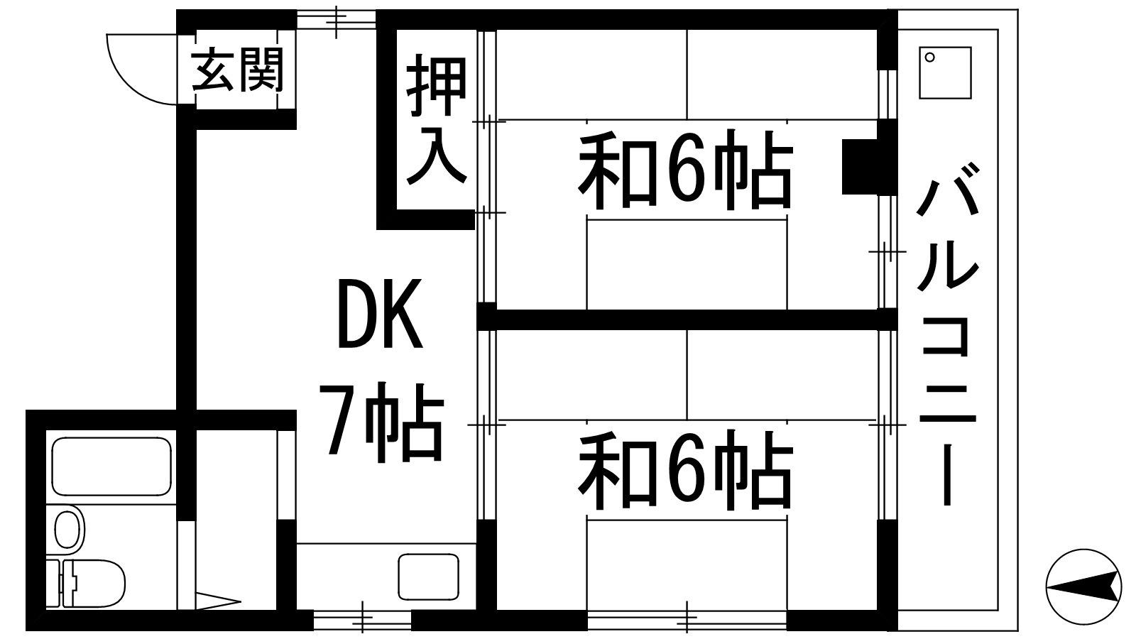 シャルム風見鶏(2DK/3階)の間取り写真