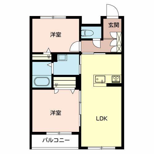 グランド ハピネス(2LDK/3階)の間取り写真