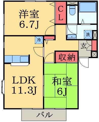 パレアージュD(2LDK/1階)の間取り写真