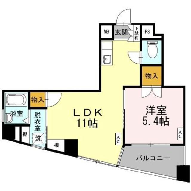 プライム21(1LDK/6階)の間取り写真