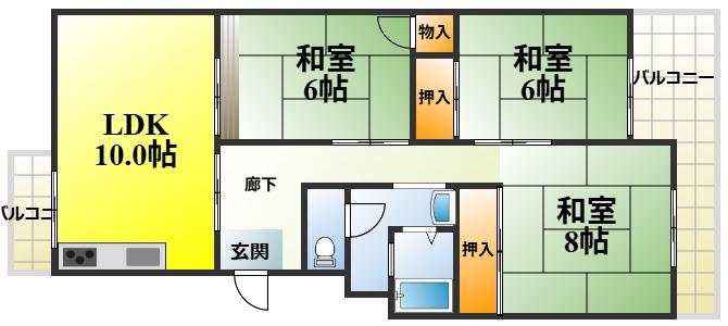 新檜尾台第2次 5号棟(3LDK/3階)の間取り写真