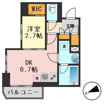 ステージグランデ亀有アジールコート(1DK/9階)の間取り写真