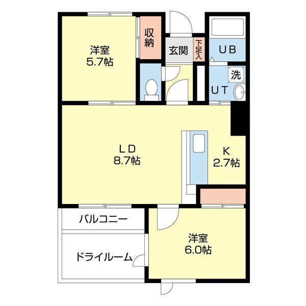 ノースランド山鼻(2LDK/1階)の間取り写真