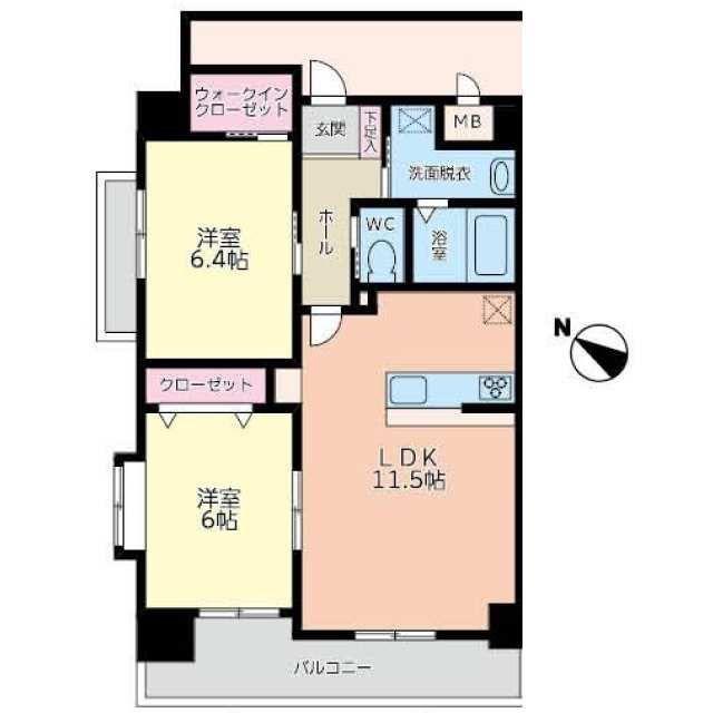 ベルステージ須賀町(2LDK/7階)の間取り写真
