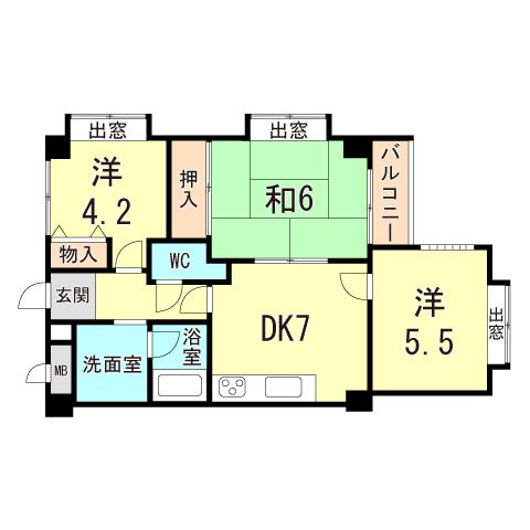 ベネフィス魚住II(3DK/3階)の間取り写真