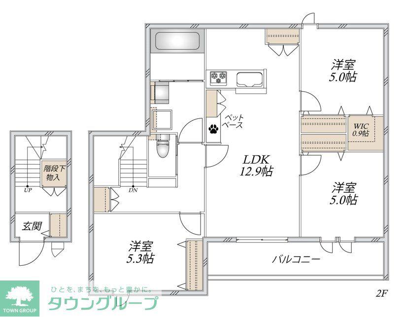 川越市豊田町メゾン(3LDK/2階)の間取り写真