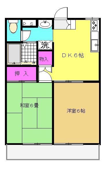 エステート下山口(2DK/1階)の間取り写真