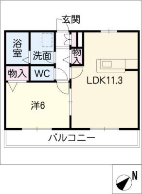 グランソレーユM(1LDK/2階)の間取り写真
