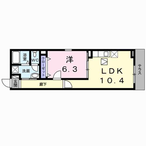 フレイム パーク イースト(1LDK/1階)の間取り写真