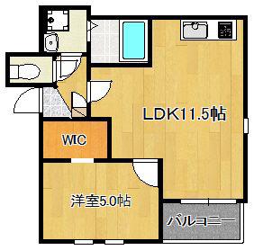 CRECIA吉塚(1LDK/3階)の間取り写真