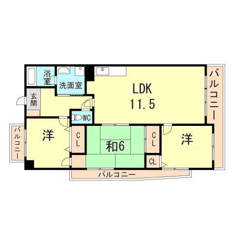 イーリス武庫之荘(3LDK/3階)の間取り写真