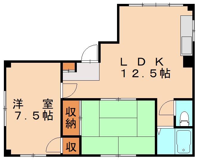 野坂ハイツ(2LDK/4階)の間取り写真