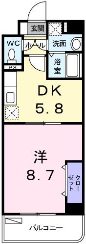 イースト・フィオーレ(1DK/4階)の間取り写真