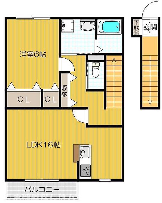 ヴェヌスタ郡津(1LDK/2階)の間取り写真