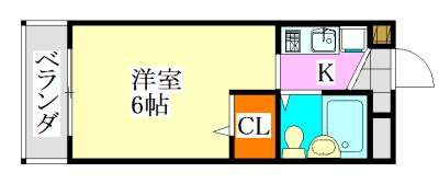 ペティパレス薬園台(ワンルーム/4階)の間取り写真