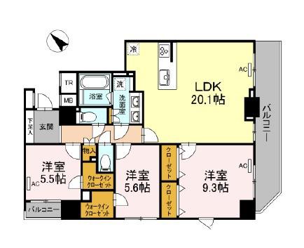 ズーム日本橋馬喰町(3LDK/13階)の間取り写真