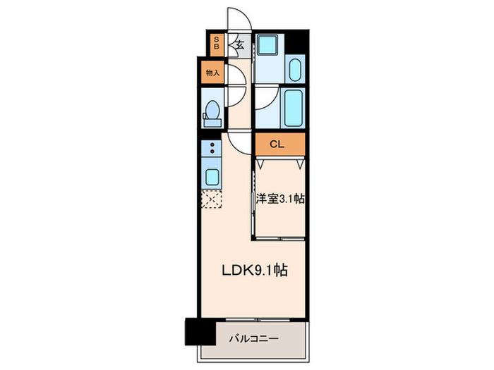 リシュドール梅小路(1LDK/4階)の間取り写真