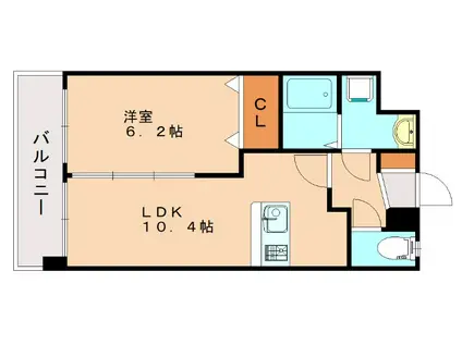 エスペランサ高宮(1LDK/4階)の間取り写真