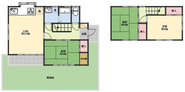 ＪＲ博多南線 博多南駅 徒歩13分 2階建 築37年(3LDK/1階)の間取り写真