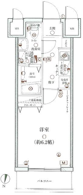 ディアレイシャス武蔵中原(1K/3階)の間取り写真