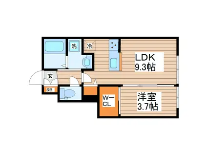 GR鹿野(1LDK/1階)の間取り写真