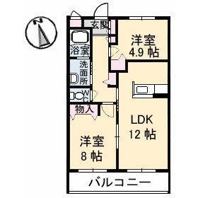 メゾン・はなみずき(2LDK/1階)の間取り写真