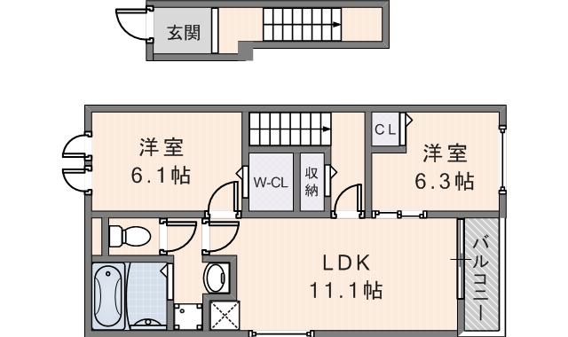 レジデンシア(2LDK/2階)の間取り写真