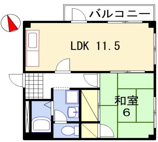 船場スカイハイツ(1LDK/6階)の間取り写真