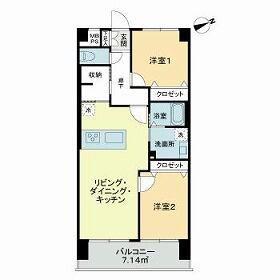 グローイン新宿御苑(2LDK/8階)の間取り写真