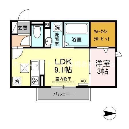AVALON(1LDK/1階)の間取り写真