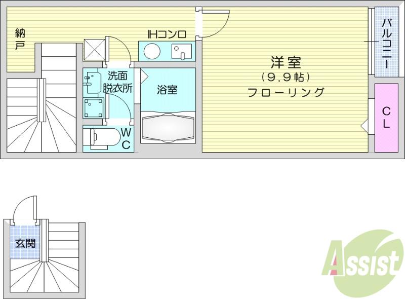 プランドール杜(1K/2階)の間取り写真