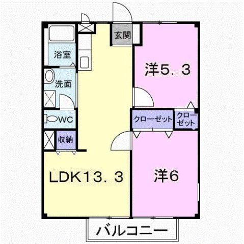 フェリス屋島I(2LDK/2階)の間取り写真