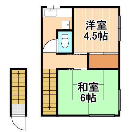 赤沢荘(1K/2階)の間取り写真