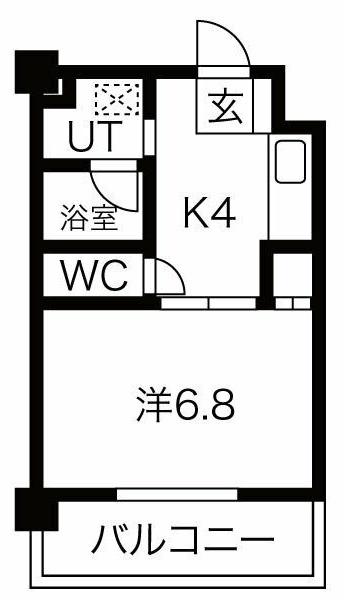 フレンドシップ2(1K/4階)の間取り写真