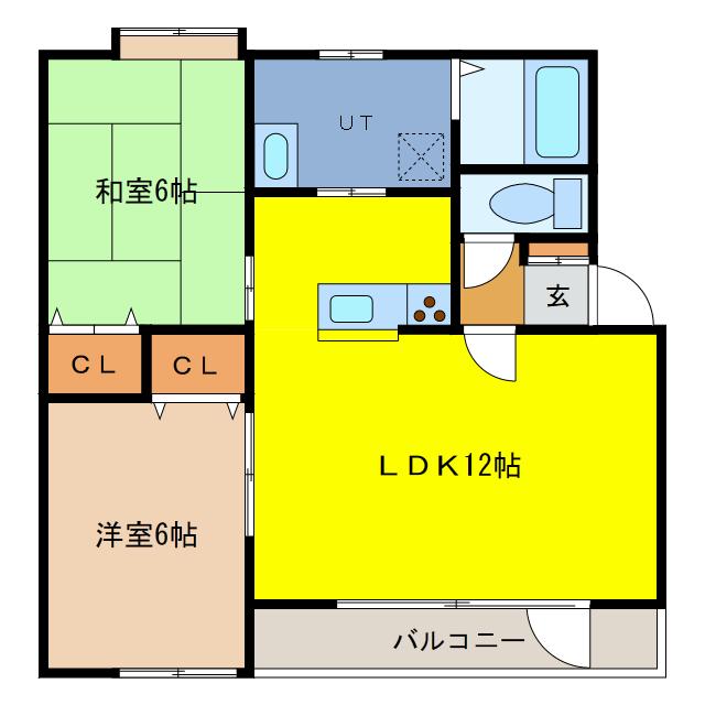 レジデンス但馬(2LDK/1階)の間取り写真