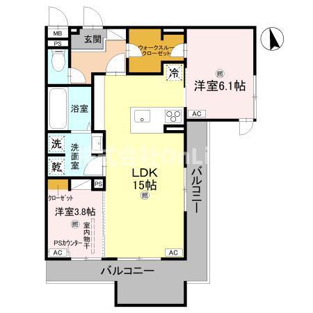 D-ROOM東本町(2LDK/2階)の間取り写真